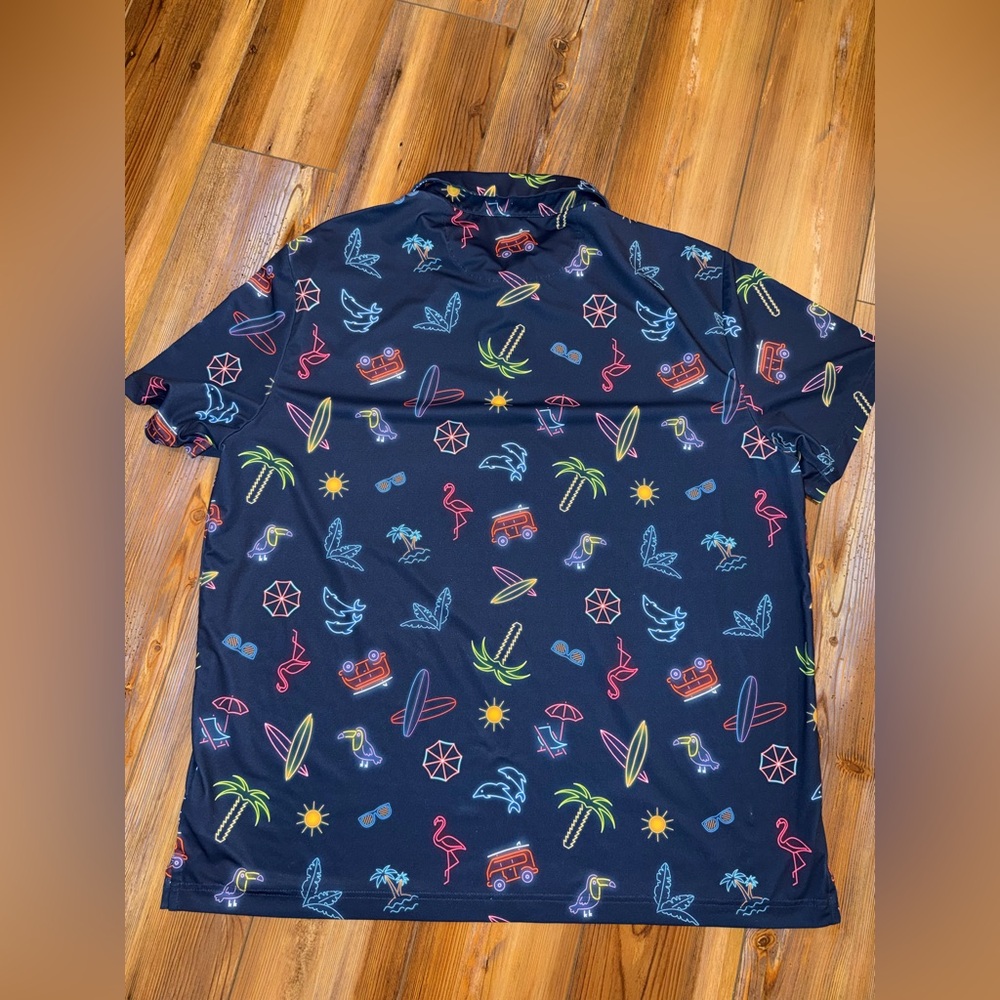 Birdie Bound Golf Shirt Tropical Navy Polo XL - Picture 2 of 4